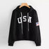 Women's Hoodie USA Flag Printed Sweatshirt Long Sleeve Pullover Tops - menochic